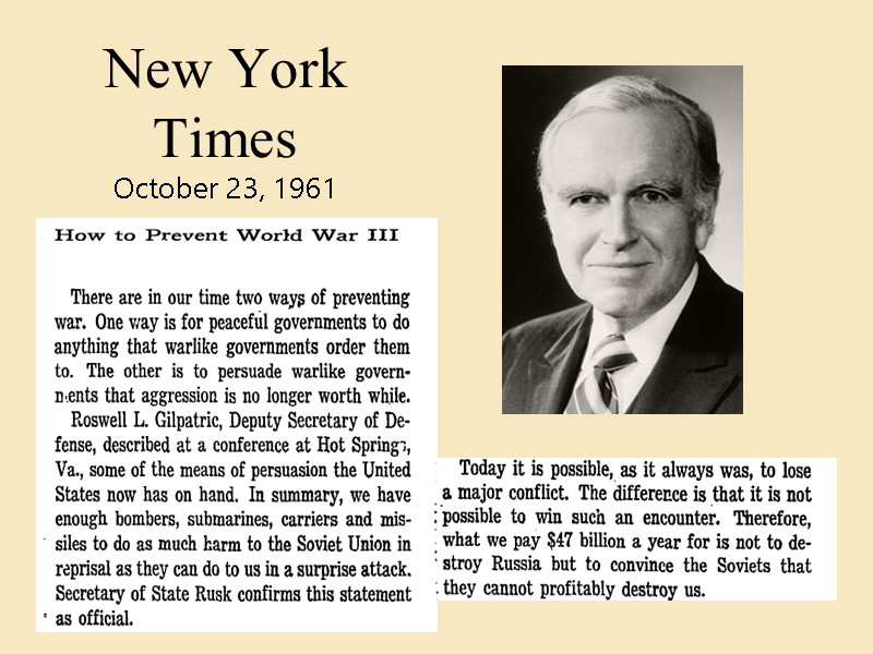 New York Times October 23, 1961 . . .